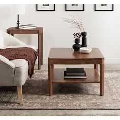 a living room scene with focus on the coffee table