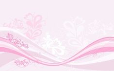 an abstract pink and white background with swirls, flowers and leaves on the left side