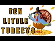 a turkey with a witches hat and words that say ten little turkeys