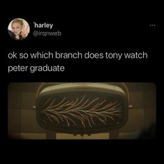 an image of a screen shot with the caption that reads, ok so which branch does not watch peter graduate