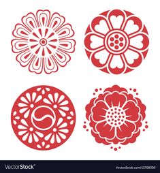 four red paper cut designs royalty illustration