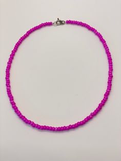 Barbie Beaded Necklace, Trendy Purple Round Bead Necklace, Trendy Purple Beaded Necklace, Trendy Purple Round Bead Necklaces, Trendy Purple Necklace With Round Beads, Trendy Purple Beaded Necklace For Gift, Bold Pink Jewelry For Gifts, Handmade Bold Necklace For Party, Bold Necklace For Gifts