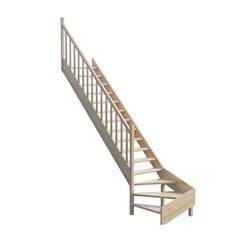 a wooden staircase with steps and handrails on an isolated white background 3d rendering