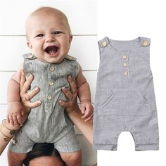 Baby Boy Girl Outfit Clothes Sleeveless Romper Tops Jumpsuit Shorts Pants Playsuits Outfit, Jumpsuit Shorts, Baby Boy Summer, Summer Baby Clothes, Newborn Baby Boy, Linen Romper, Boys Summer Outfits