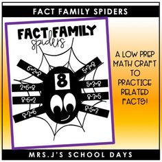 a poster with the words fact family rules and an image of a spider on it