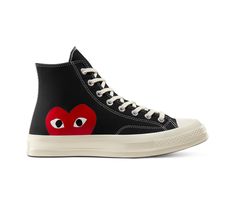 A fan-favorite collab, the Comme des Garçons PLAY Chuck 70 sneaker puts a playful spin on a classic. Converse X Play Comme Des Garçons Chuck 70 High Top Shoe Canvas In Black, Size 3 (M) / 5 (W) Converse Cdg, Converse X Comme Des Garcons, Cdg Converse, Tenis Converse, Black High Top Shoes, Garcons Converse, Comme Des Garcons Converse, Converse High Top, High Top Converse