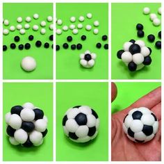 there are many different pictures of balls in the process of making them look like they have been made out of plastic