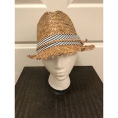 John Callanan "Permanent Vacation" Straw Fedora Hat Size L/Xl Natural Straw Materials Frayed Ends Inside Terry Headband With Brand Stitched In Amazing Designer Hat & New! Casual Fedora For Festivals, Casual Striped Brimmed Straw Hat, Casual Striped Straw Hat For Summer, Casual Striped Straw Hat For Spring, Casual Striped Bucket Hat, Casual Striped Fedora Straw Hat, Permanent Vacation, Straw Fedora Hat, Straw Fedora