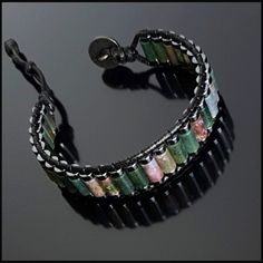 the bracelet is made out of glass beads