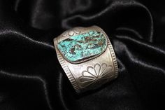 Sterling Silver and Blue Diamond Turquoise Bracelet from Nevada made by Larry Martinez of Larry Martinez Jewelers in the Early 1970's. Cluster Bracelets, Taos, Blue Diamond, Turquoise Sterling Silver, Nevada, Turquoise Ring, Turquoise Bracelet, Cuff Bracelets, Handmade Items