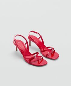 in stock Trendy Evening Sandals With Red Sole, Chic Red Strap Heels, Red High Heel Strap Shoes, Red High Heel Shoes With Strap, Red High Heels With Strap, Red Strap Heels For Evening, Chic Red Strap Sandals, Chic Red Strappy Sandals, Red Evening Sandals For Summer