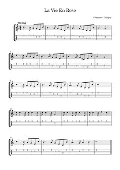 sheet music with the words la vie en rose