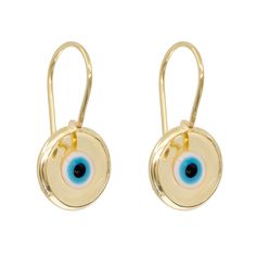 Inspired by our best-selling pendant, the breathtaking blend of colored glass and hand-painted designs in our Antique Evil Eye Earrings is bound to entice and astound. Unique in style and unmatchable in protective beauty, slip them on whenever you wish to make a strong impression, turn heads, and ignite the goddess within. 14k gold plated sterling Transparent eye .5" diameter disk Made by hand in Turkey, each piece is unique Evil Eye Earrings, Evil Eye, Eye Earrings, Colored Glass, Eye Make, Gold Earrings, The Goddess, Gift Card, Deep Red