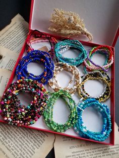 A set of 5 or 3 beautiful boho mix bracelets. The set includes 5, 3, or only 1 bracelet in modern boho style to cheer yourself up or bring a smile to someone's face.  You can find options for the ring separately. If you would like to see different colors of bracelets or variations along with rings or sets of 3, please browse my store and treat yourself well as you deserve.  To say THANK YOU, I prepared the little gift above the purchase of £10. Check-in a basket. For more questions click the mes Modern Boho Style, Rice Bead, Bracelets Set, Summer Bracelets, Cheer You Up, Bead Bracelets, Seed Bead Bracelets, Boho Stil, Braided Bracelets