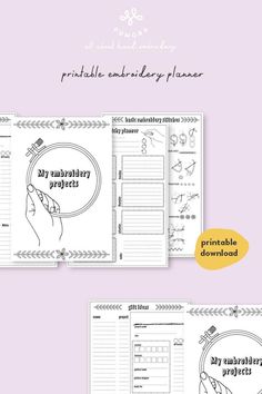 the printable planner is shown in three different colors