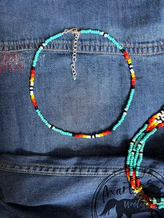 Turquoise Serape Chocker Necklace Made with size 8/0 seed beads.  SIZE GUIDE  Ʊ  The Necklace is adjustable has a chain and pendant lobster clasp on the ends, which can easily adjust its length to fit your size. It closes to a minimum of 13" to a maximum of 16". Ʊ If your neck size is larger or smaller than the measurements above please leave a note at checkout of your neck size and I will be happy to customize the size for you. Ʊ How to measure your neck size: If you don't have a seamstress tape measure, take a piece of yarn or string and wrap it around your neck to a comfortable fit marking the point where the end touches itself. Lay the string straight next to a ruler and note the length. Ʊ  In the drop-down menu there is the option to buy the set of 2, 3 and 4 the same with a discount Turquoise Beaded Hippie Necklace, Hippie Style Green Beaded Necklaces With Round Beads, Southwestern Turquoise Necklace With Round Beads For Festival, Southwestern Style Turquoise Necklace With Round Beads For Festival, Turquoise Hippie Beaded Necklace, Southwestern Style Large Beads For Beach, Southwestern Style Blue Beaded Necklace For Beach, Southwestern Style Large Beads, Southwestern Style Large Beach Beads