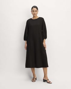 Spring Wardrobe, Linen Women, Black Midi Dress, Midi Length, Crew Neckline, A Line Dress, A Line, Midi Dress, Wardrobe