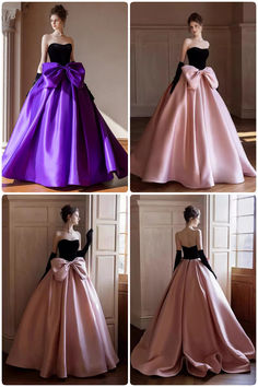 acelimosf™-Runaway princess evening dress black adult ceremony birthday party bow pink dress Pink Strapless Gown For Banquet, Pink Ball Gown For Prom Banquet, Pink Ball Gown For Prom Season Banquet, Princess Style Sleeveless Evening Ball Gown, Pink Strapless Ball Gown For Prom Season, Pink Princess Gown For Banquet, Purple Princess Dress For Prom Season, Purple Ball Gown For Prom, Strapless Pink Ball Gown For Party