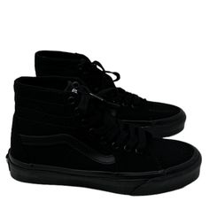 Vans Sk8-Hi Shoes Skate Casual Sneakers Black Canvas Women's Size Sb Vn0a4u16bla Brand New With Box No Lid. 100% Authentic! Our Legendary High-Top Shoe Gets Slimmed Down With A Deconstructed Upper In The Sk8-Hi Tapered. With A More Slender Fit Than The Original Sk8-Hi, This Laid-Back Take On An Icon Offers A Streamlined Look With Plenty Of Style Thanks To The Canvas Uppers. Legendary High-Top, Sidestripe Shoe Slender Silhouette Canvas Uppers Lace-Up Closure Signature Rubber Waffle Outsoles Best Vans Black High-top Streetwear Sneakers, Black Mid-top Canvas Shoes For Skateboarding, Black Lace-up Vans Sneakers, Vans Black Canvas Shoes For Streetwear, Vans Urban Black High-top Sneakers, Black Vans Canvas Shoes For Streetwear, Black Urban Vans Canvas Shoes, Vans Black Skate Shoes With Laces, Vans Mid-top Black Sneakers