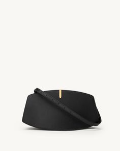 Florence Shoulder Bag in Black Leather Modernism, Metallic Accents, Trinidad And Tobago, Uganda, Florence, Calf Leather, Shoulder Strap, Black Leather, New York