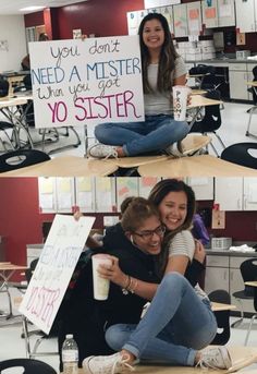 Homecoming Asking Ideas Friends, Best Friend Proposal Ideas, Prom Proposal For Sister, Friend Proposal, Sister Promposal, Asking Best Friend To Prom, Friend Promposal Bff, Funny Best Friend Hoco Proposal, Cute Friend Prom Proposals