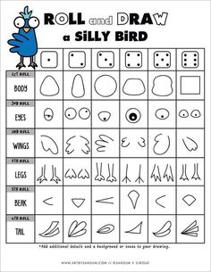 the roll and draw silly bird game