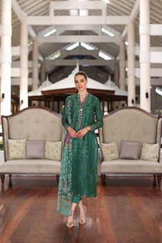 Brand: Saadia AsadProduct: Chikankari D-04ACollection: Noor by Saadia Asad Luxury Chikankari Lawn CollectionFabric: LawnDesign Work: Embroidered PRODUCT DETAILS: Laser embroidered lawn center panel and schiffli Embroidered lawn back Embroidered lawn sleeves Dyed cambric trouser Digital printed chiffon dupatta Embroidered border for neckline & front Embroidered hem scalloped border Embroidered side panels Embroidered border for sleeves Schiffli embroiderd border for panels insert DISCLAIMER:* Lining, Laces, and Tassels are not included in unstitched variants.* Embellishment items in stitched outfits are subject to market availability.* Product color may vary due to photographic lighting or your device settings. CARE INSTRUCTIONS: Extra Fabric Has Been Used For Shoot Original Color May Vary Luxury Green Cambric Sets, Luxury Embroidered Women's Lawn Suit, Luxury Summer Unstitched Suit, Luxury Women's Lawn Suit, Luxury Embroidered Lawn Suit For Women, Luxury Unstitched Cambric Sets, Luxury Women's Unstitched Summer Suit, Luxury Cambric Sets With Embroidered Border, Luxury Printed Cambric Lawn Suit