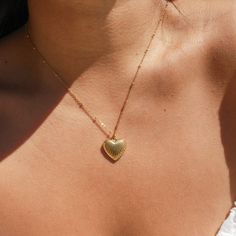 • Single Necklace• Gold Plated Stainless Steel PVD• Chain Length: 16" + 2" extender Single Necklace, Pendant Necklace Simple, Puffy Heart, Simple Necklace, Heart Pendant Necklace, Necklace Gold, Chain Lengths, Chain Length, Heart Pendant