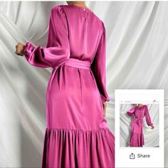 Never Worn Shein Dress Elegant Pink Maxi Dress With Ruffle Hem, Modest Long Dresses For Brunch, Chic A-line Dress For Date, Pink Ruffle Hem Maxi Dress For Date Night, Pink Maxi Dress With Ruffle Hem For Date Night, Modest Pink Maxi Dress For Party, Modest Maxi Length Dress For Date Night, Modest Pink Party Dress, Long Sleeve Tshirt Dress