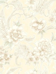 an old wallpaper with flowers and paisleys on the back in cream, beige and white