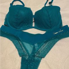 Victoria’s Secret Teal Bra And Panties. New With Tags 34dd And Large. Teal Bra, Cod Oc, Victoria Secrets, Bras And Panties, Sleepwear Women, Fashion Ideas, Pretty Outfits, Victoria’s Secret, Women's Intimates