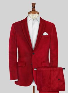 Glam up this season for your grand event with our Red Velvet Luxury Suit that will create an aura of royalty and excellence. Crafted from cotton, the velvet suit is extra smooth and glossy and has a shiny appearance that will make a sophisticated look and comfortable wear. The red shade will set you apart from the pack to create a joyous moment of your own. So make an impressive choice with this piece that will create a fabulous look and help you execute a glamorous statement. 
 
 Look Includes Red Velvet Suit, Luxury Suit, Velvet Suit, The Velvet, The Pack, Jacket Buttons, Black Button, Jacket Style, Velvet Fabric