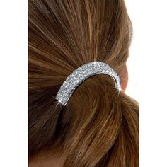 Excite the eye with this brilliant 3-row Crystal rhinestone ponytail hair holder. Designed in USA. Silver Clear 3 Row Rhinestone Ponytail Bridal Wedding Hair Holder. ponytail holder design features the beautiful sparkle Crystal Rhinestones in a shimmering and sparkling 3 row wide design. It's formal enough to be worn in bridal functions as a bride, for a prom or dance floor or a night out on the town. Since it's so readily affordable, it makes a great for casual and daily wear as well. Silver plated ponytail hair holder hair clip with three rows of clear round rhinestones. The ponytail clip measures about 58mm in width by 19mm in height and 35mm in depth (or about 2 1/3" by 3/4" by 1 2/5"). 3 rows of high-quality rhinestones  with more facets than regular rhinestones  We produce only top-q Rhinestone Ponytail, Hair Holder, Dance Earrings, Ponytail Clip, Goddess Jewelry, Headband Jewelry, Bridal Wedding Hair, Dance Hairstyles, Dance Jewelry