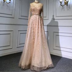 Evening Embellished A-line Gown, Elegant A-line Champagne Gown, Elegant Champagne A-line Gown, Sequin A-line Evening Dress For Wedding, Embellished A-line Evening Dress, A-line Sequin Gown For Gala, Embellished A-line Evening Gown, Elegant A-line Sequin Gown, A-line Embellished Prom Evening Dress