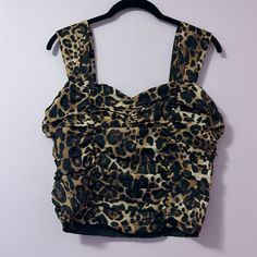 Nwt Express Cheetah Print Tank Top Party Going Out Top Size Medium Trendy Leopard Print Tops For Party, Fitted Leopard Print Sleeveless Crop Top, Fitted Sleeveless Leopard Print Crop Top, Leopard Print Top For Spring Party, Cheetah Print Tank Top, Womens Sleeveless Tops, Bow Detail Dress, Print Tank Top, Sequin Tank