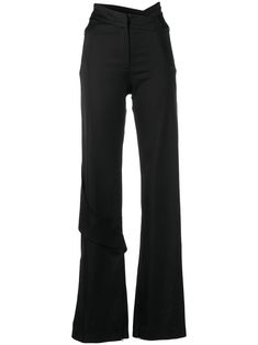 HELIOT EMIL Asymmetric wide-leg Trousers - Farfetch Heliot Emil, Black Wide Leg Trousers, Cargo Pants Outfit, Kpop Fashion Outfits, Tailored Pants, Kpop Fashion, Pants Outfit, Wide Leg Trousers, Skirt Pants