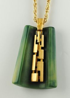 "This wonderful vintage pendant is the next best thing to actually owning an original Lanvin! The marbling may differ slightly from one to another. It measures 3\" x 1.75\" and hangs from a 24\" vintage chain. Also available with German Vintage Snake chain as shown in 4th picture...convo if interested." Vintage Green Rectangular Necklace, Vintage Chain, Vintage Pendant, Marbling, Snake Chain, Miami Beach, Lanvin, Decorative Bells, Epoxy Resin