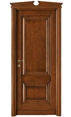 an open wooden door with a handle on the front and side panels, isolated against a white background