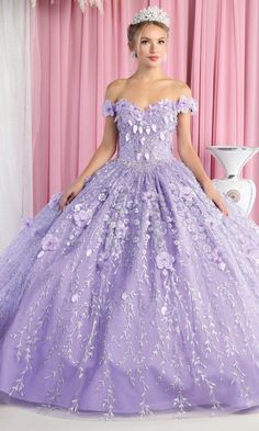 May Queen Quinceanera 4 / Lilac May Queen: LK192 Elegant Ball Gown With Floral Applique And Fitted Bodice, Elegant Ball Gown With Floral Appliqué And Sweetheart Neckline, Elegant Ball Gown With Floral Applique And Sweetheart Neckline, Elegant Lace Ball Gown With Floral Applique, Elegant Fitted Ball Gown With Floral Applique, Fitted Ball Gown With Floral Applique For Wedding, Fitted Wedding Ball Gown With Floral Applique, Fitted Floral Applique Ball Gown For Wedding, Off-shoulder Lace Evening Dress For Wedding