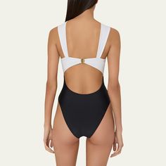 Milly Cabana "Betsy" one-piece swimsuit in a colorblock design  One-shoulder neckline Mid-back clasps Moderate seat coverage  Nylon/polyamide/elastane/metallic fibers Do not iron, hand wash Imported Travel Size Perfume, Evening Flats, Cocktail Jacket, Iron Hand, Lingerie Romper, Pump Sandals, Platform Pumps, Lingerie Sleepwear, Handbags On Sale