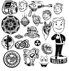 an assortment of cartoon character heads and logos for various types of products, including hairdryers