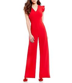 Antonio Melani Tina Flutter Sleeve Jumpsuit Sleeveless Ruffled Jumpsuits For Formal Occasions, Formal Sleeveless Ruffled Jumpsuits And Rompers, Formal Sleeveless Ruffled Jumpsuit, Solid Evening Jumpsuits And Rompers With Ruffles, Formal Stretch Jumpsuits And Rompers, Elegant Spring Jumpsuits And Rompers With Ruffles, Elegant V-neck Ruffled Jumpsuits And Rompers, Spring Stretch Jumpsuits And Rompers With Ruffles, Spring Jumpsuits And Rompers With Stretch And Ruffles