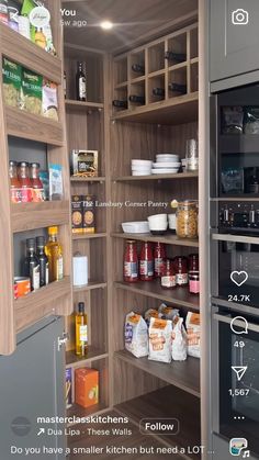 an open pantry with lots of food and condiments