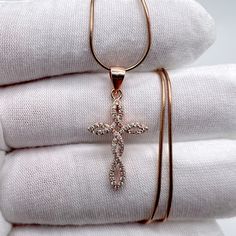 This A Dainty And Elegant Rose Gold Plated Over Sterling Silver Infinity Style Cz Cross Pendant On 18” Chain Cubic Zirconia Cross Pendant 1"X.50” 18 Inch Chain, Rose Gold Plated 0.7 Mm 015 8 Sides Snake Chain .925 Solid Sterling Silver Some Pictures Enlarged To Show Better Detail Rose Gold Cubic Zirconia Cross Pendant, Rose Gold Rhinestone Necklace Gift, Rose Gold Rhinestone Necklace For Gift, Rose Gold Cubic Zirconia Cross Pendant Necklace, Rose Gold Cubic Zirconia Cross Necklace, Rose Gold Rhinestone Jewelry Gift, Cube Necklace, Open Heart Necklace, Double Layer Necklace