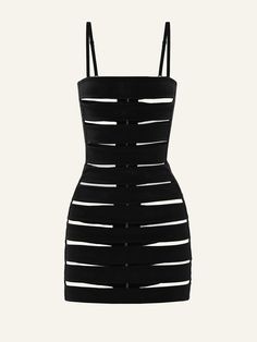 Step into the spotlight with our latest sensation – the Borderline dress. This mini dress boasts edgy horizontal cuts all over, making it a head-turner. The distinctive design adds a touch of boldness, ensuring you not only look but feel confident and comfortable. Unleash your style with this brand-new essential. Black See Thru Dress, Black Tube Dress, Black Rubber Band, Slippers Outfit, Black Cutout Dress, Extreme Fashion, Clothes Items, Slow Fashion Brands, Mood Board Fashion