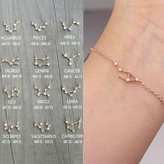 A must have accessory for all ages! Choose your star sign to match and get one for your soul mate, best friend or partner as well. Gifts For Libra Woman, Zodiac Pattern, Libra Jewelry, Constellation Jewelry, Aries And Pisces, Zodiac Bracelet, Birthday Bracelet, Trendy Bracelets, Zodiac Star Signs