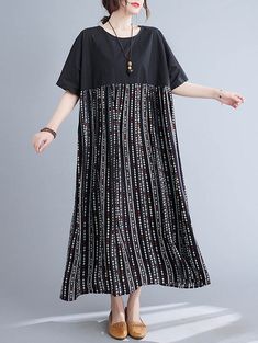 Sku CY-!87254 Material Cotton , >70%Cotton Style Loose , Plus Size Feature Printed , Striped , Split-joint Neckline Round-neck Occasion Casual , Vacation , Simple Seasons Summer Type Midi Dresses Color SAME AS PICTURE Size FREE SIZE Please consult the size chart we provide for this item's measurements to help you decide which size to buy.Please note: There may be 1-3cm differ due to manual measurement.CMINCH Bust Hemline Length FREE SIZE 142 130 120 Loose Midi Dress, Picture Size, Midi Dresses, Cotton Style, Picture Sizes, Half Sleeves, Free Size, Cold Shoulder Dress, Colorful Dresses