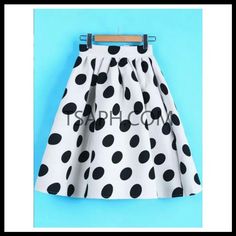 White And Black Polka Dot Skirt Casual Polka Dot Skirt For Party, Black Polka Dot Skirt, Blue Striped Skirt, Y2k Skirt, Button Up Skirts, Ankle Length Skirt, Black White Pattern, Petite Skirt, Party Skirt