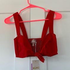 Cute Red Top! Nwt Red Cotton V-neck Crop Top, Red V-neck Cotton Crop Top, Red Crop Top For Summer, Red V-neck Crop Top For Beach, Red V-neck Crop Top For Spring, Red Cotton Beach Crop Top, Chic Red Crop Top For Vacation, Red Cotton Crop Top For Beach, Fitted Red Crop Top For Beach