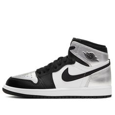 Kids Air Jordan 1 Retro High OG PS ' Toe' Black/Metallic Silver/White/Black Basketball Shoes/Sneakers Custom Shoes Diy, Black Basketball Shoes, Retro Basketball Shoes, Shoes Diy, Shoes Outfit Fashion, Limited Edition Sneakers, Air Jordan 1 Retro High Og, Kiko Milano, Air Jordan 1 Retro High